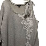 Lane Bryant  Lace Appliqué Light Gray One Cold Shoulder Sweatshirt Size 18/20 Photo 1