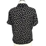 W5 Polka Dot Button-Up Twist Hem Blouse Short Sleeve Black White Size Medium NWT Photo 6