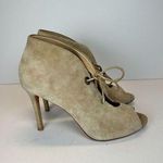 Badgley Mischka  Women's Size 8 Beige Peep Toe Stiletto Heel Bootie EUC Photo 0