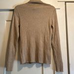 J. McLaughlin  | Sparkly Gold Flecked Light Brown Ribbed Turtleneck Shirt Size L Photo 5