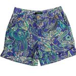 Ralph Lauren Lauren  Mid Rise Shorts 8P Blue Paisley Button Zip Cuffed Pockets Photo 0