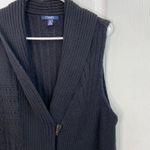 CHAPS  black thick knit fold over neck button cardigan sleeveless vest sweater XL Photo 1