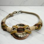 Vintage Rope Hammered Metal Belt Small (S) Boho Braided Artisan Statement 🌾 Brown Photo 3