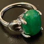 Woman green jade S925 silver ring size 6.5 Photo 1