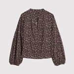 Madewell  Womens Top Brown Floral Ditsy V Neck Long Sleeve Blouse Boho Small Photo 1