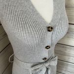 Pink Rose Light Heather Grey Button Down Ribbed Knit Sweater Tank Dress Photo 3