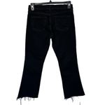 ZARA SZ 6 The Disco Pant Jeans Mid-Rise Frayed Hems Zip-Fly Bootcut Black Womens Photo 3