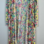 LuLaRoe  Duster Cardigan Large Long Sleeve Floral Print Long Linen Blend‎ Womens Photo 0