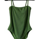 Shade & Shore NEW Green One Piece Swim Suit Crinkle Knit Size Medium Adjustable Photo 1