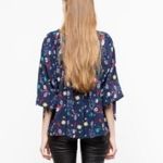 Zadig & Voltaire  SKULL WHIMSY THERESA PRINT BLUE LONG SLEEVE BLOUSE TOP XS Photo 2