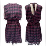 Modcloth Navy & Pink Diamond Semi Sheer Chiffon Overlay Sleeveless Dress Fervour Photo 1