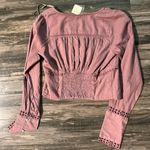 Free People NWT  Joi Eyelet‎ Crop Blouse in Roan Rouge Size Small Photo 3