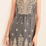 Johnny Was  LA Embroidered Tank Dress grey 3X linen neutral $400 casual boho fall Photo 1