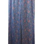 Versona  Blue Floral Linen Boho Retro Wide Leg Pants Size 4 Photo 0