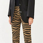 NILI LOTAN Jenna Pants Tiger Print Straight Leg Low Rise Size 2 or 27 Tan Photo 0