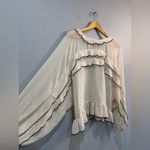 H&M Cream Chiffon Flounce Wide Fit Blouse Size M EUC Photo 2