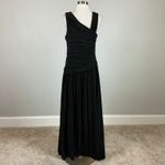 DKNY  Sparkly Knit Sleeveless Ruched Long A-Line Formal Gown Black Size 10 Photo 5
