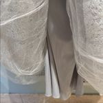 Badgley Mischka Elegant Lace Strapless Dress in Light Gray Photo 6