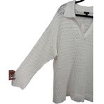 Talbots NWT  Open Stitch‎ Johnny Collar Pullover Crochet Knit Sweater White Sz 2X Photo 11