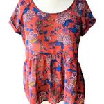 Torrid XHILARATION Boho Floral Lace Up Back Babydoll Smocked Top Blouse ~ Women's XL Photo 1