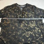 Avenue Brush Stroke Ruffle Trim Sheer Blouse Size 30/32 Party Metallic Photo 11