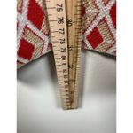 J. McLaughlin Fontaine Long Cardigan Large Red Gold Metallic Jacquard Holiday Photo 4