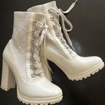 JustFab Shandee Knit Combat Boots Photo 0