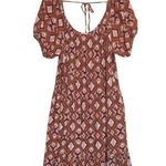 Knox Rose  Womens XXL Midi Tiered Boho Scoop Neck Short Puff Sleeves Tie Rust Photo 12