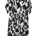 OTTOD’AME Women’s Abstrast Blue Print Cinched Waist Shirt Dress Size 4 Photo 0