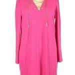 Michael Kors Michael  Dress 2X NWT Gold Chain Lace-up V-neck Hot Pink Photo 2