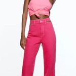 ZARA Pink Cutout Wide Leg Jeans Photo 0