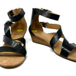 Franco Sarto  size 9‎ black strappy low heel kitten heel sandals zip up rear Photo 0