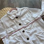 Nicole Miller  white linen‎ button down cropped utility jacket Photo 3