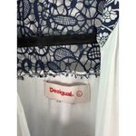 Desigual Gemma Woven White Blue Crochet Boho Bohemian Long Sleeve Blouse Large Photo 2