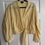 Lucy Paris  Light Yellow Long Sleeve Blouse With Buttons And Tie Front Detail Photo 0
