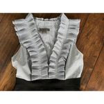 Gracia EUC  Black Pleated Dress‎ with Navy Pinstripes Size Small Photo 3