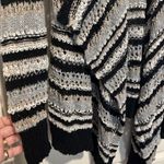 American Eagle  Cardigan Sweater Women's S Crochet Open Front Black White Stripes Photo 4