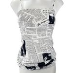 superdown White Black Newspaper Print Sleeveless Cami Camisole Tank Top Size XS Photo 1