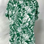 Joie  100% Linen White Green Tropical Leaf Print Short Sleeve Blouse Womens M Photo 3