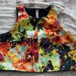 Black Halo Anthropologie Colorful Abstract Crop Top, size 2 zipper back lined Photo 7
