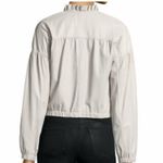 Rebecca Taylor ruffle trim light grey lamb skin leather bomber jacket blazer 8 Photo 1