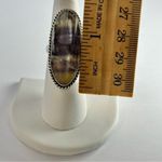 LARGE Fluorite Genuine Stone 925 Sterling Silver Ring Purple Photo 6