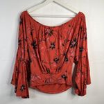 Free People Size S Top Last Time Orange Crop Surplice Long Bell Sleeve Women’s Photo 7