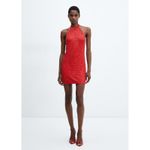 Mango NWT Red Sequined Halter Neck Mini Dress Cocktail Party Glam Bling Size 8 Photo 2