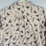 Lands' End Lands’ End Retro Ski Print Flannel Shirt Womens S Beige Vintage Novelty Winter Photo 3