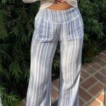 Billabong  Blue and white cotton striped wide leg pants with elastic waistband sz s  Photo 1