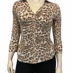 INC  International Concept Women’s Med 3/4 Sleeve Animal Leopard Button Down Top Photo 0