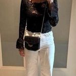 DEMELLIER Women's Black Gold Chain Strap Diamond Details Mini London Bag Purse Photo 0