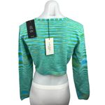 NA-KD NEW Green Melange Tie Knit Striped Long Sleeve Cardigan Sweater Crop Top 6 Photo 1