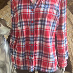L.L. Bean Fleece Lined Button Down Long Sleeve Shirt Jacket Women's Size M Red Size M Photo 0